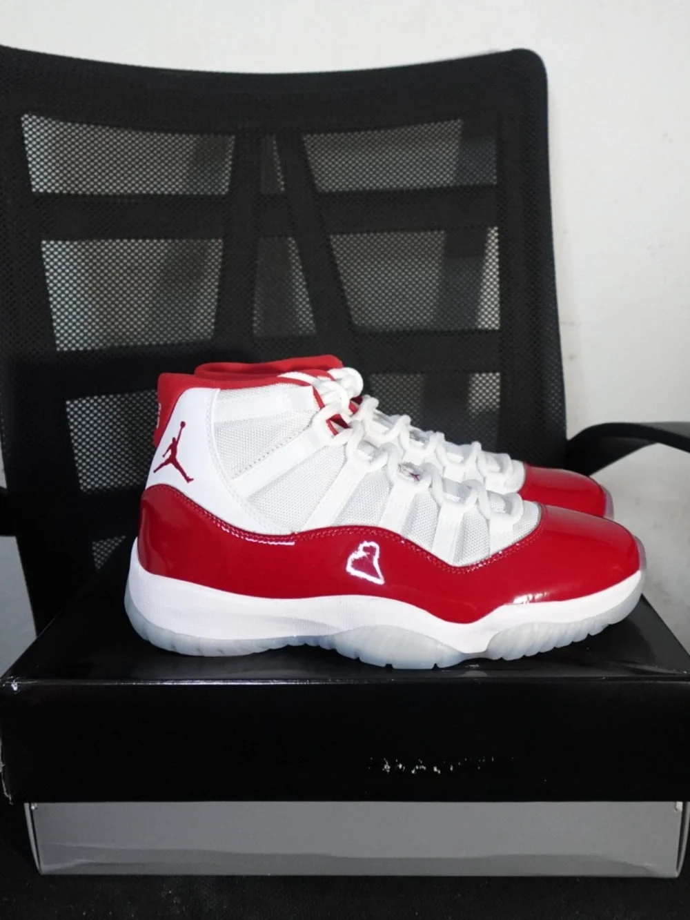 Jordan White and Red High-Top Sneakers